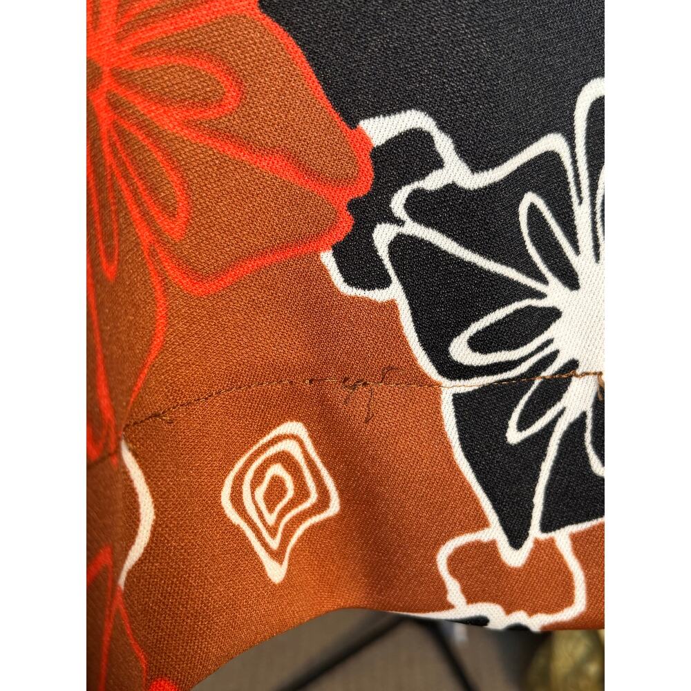 Sears Fashions Mod Floral Mini Dress Orange Black 60s 70s A Line Short Sleeve - Picture 11 of 11